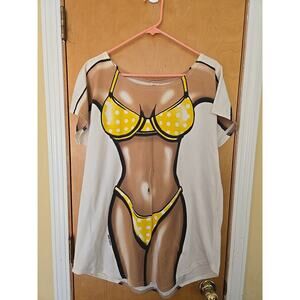 Vtg Body Dreams Swimsuit Bikini Cover Up Shirt OSFM 90s USA